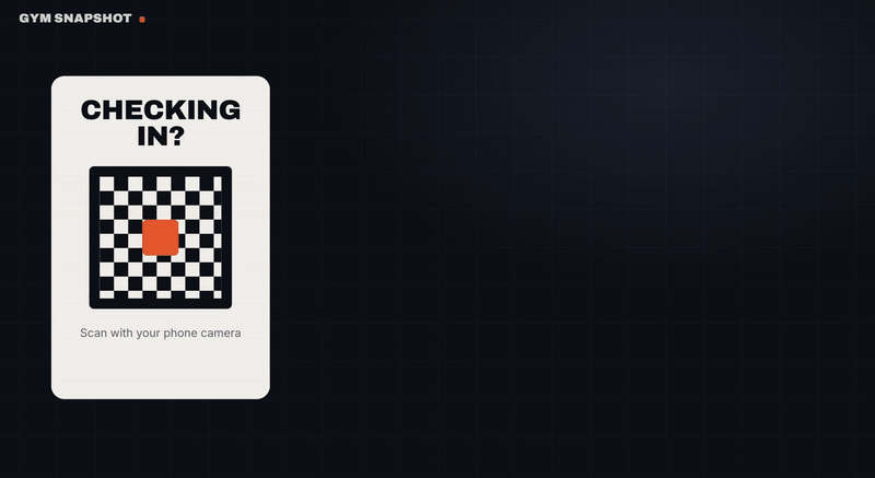 Gym Snapshot member check-in: scan the door QR, visits and class pack update